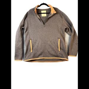 Life Is Good Sweater Large  Gray Half Zip Fleece Pullover Pockets Casual
